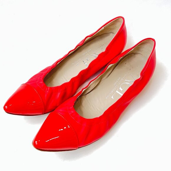 AGL pointed cap toes Red Leather Flats – Women’s Size 39 - Picture 1 of 7